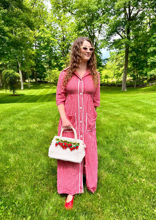 1970s Red Gingham & RicRac Dress