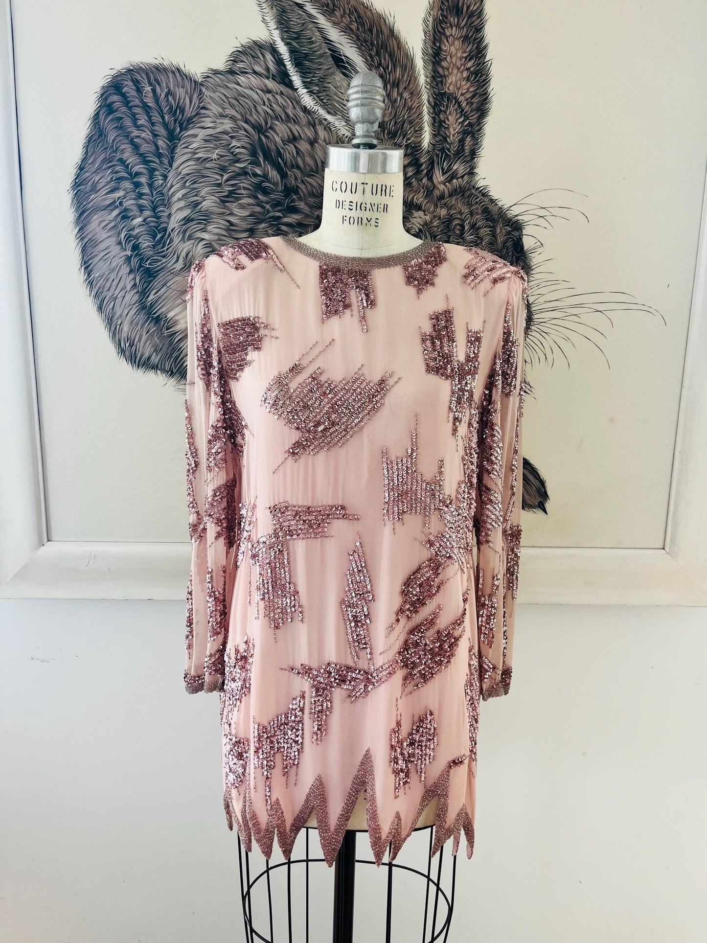 1980s Pink Sequin Sho Max Originals Mini-dress