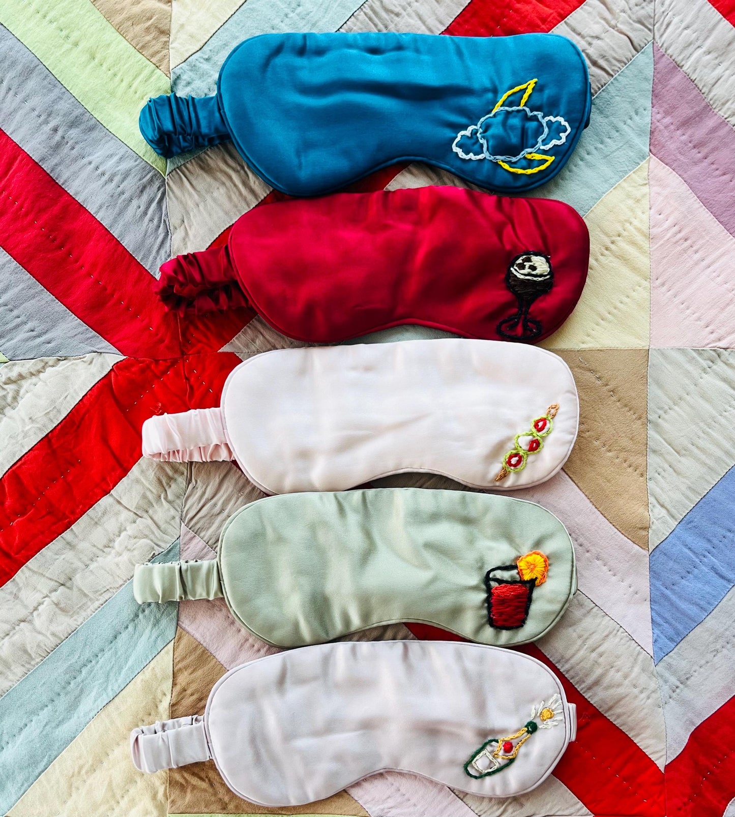 Custom Hand-Embroidered Icon Eye Masks