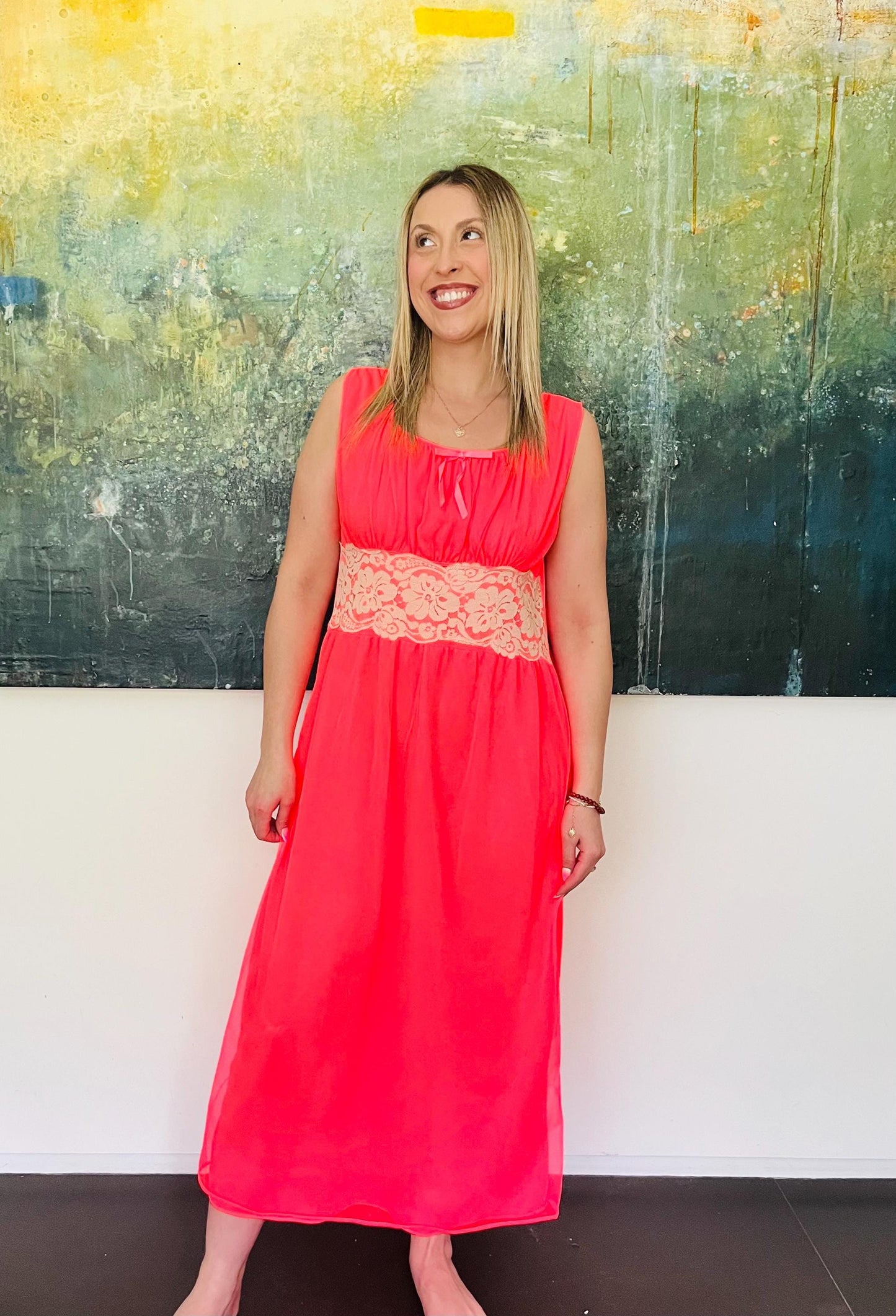 1960s Hot Pink Nightgown
