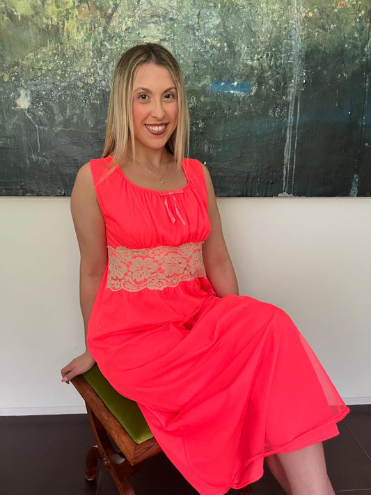 1960s Hot Pink Nightgown