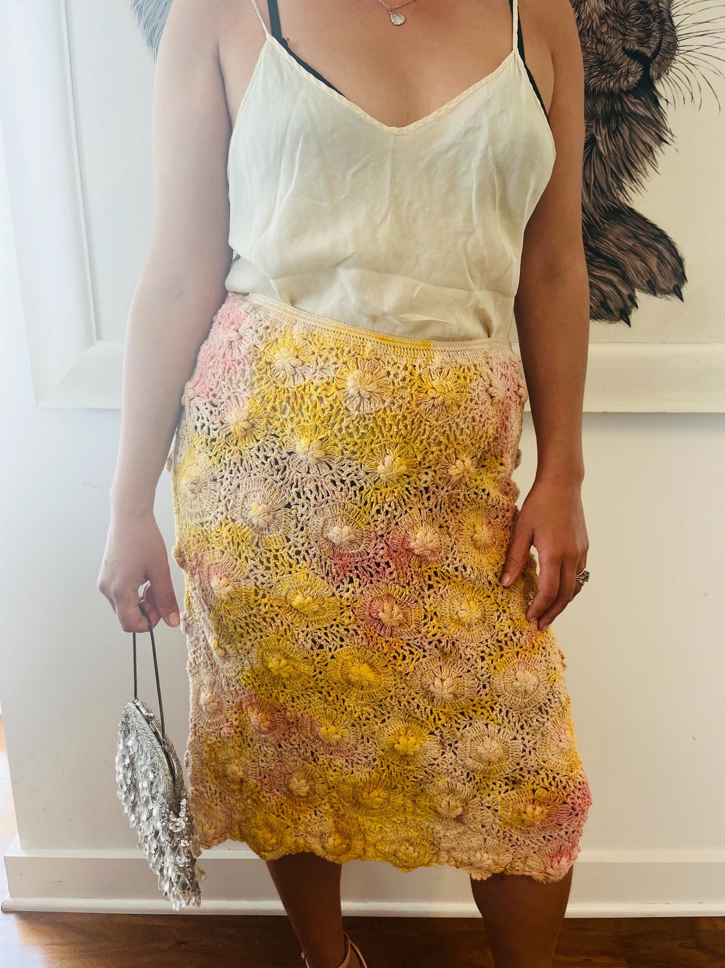 Naturally-dyed Vintage Crochet Skirt