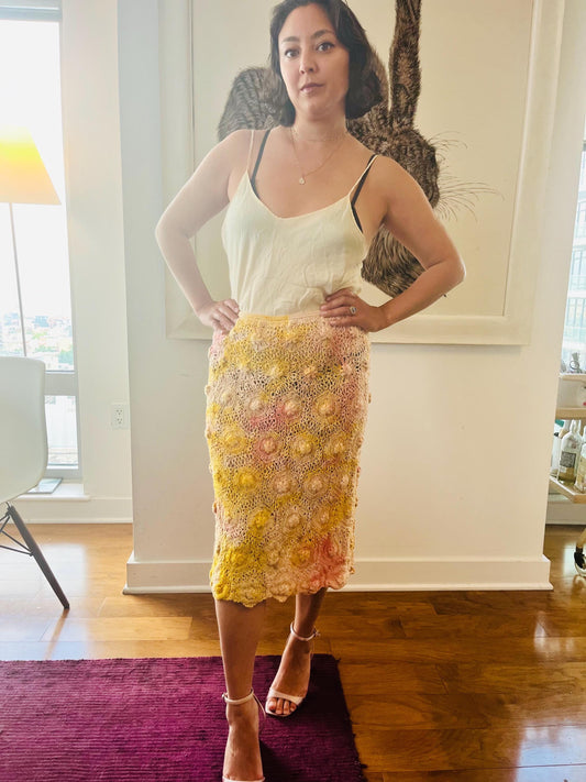 Naturally-dyed Vintage Crochet Skirt