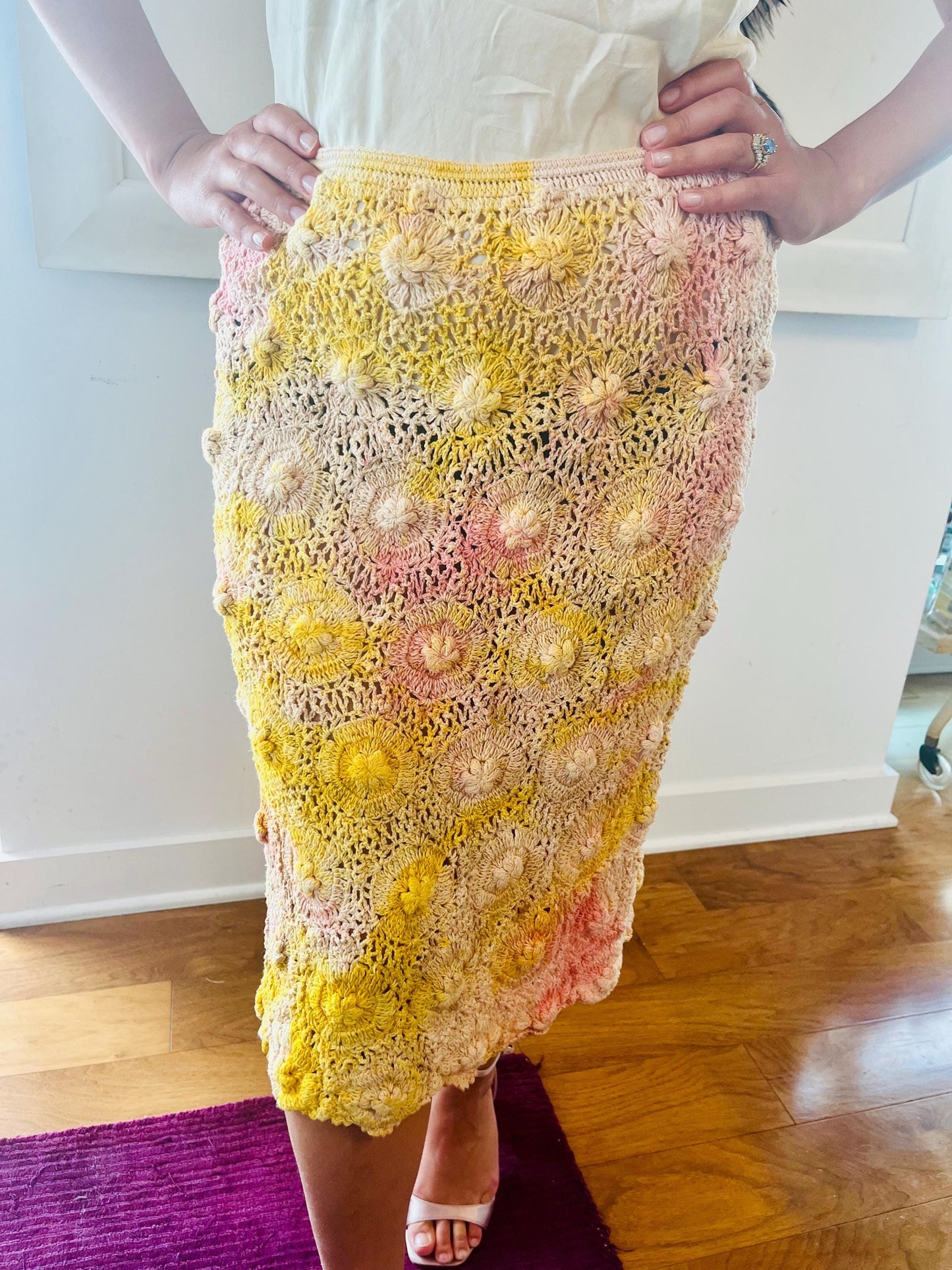 Naturally-dyed Vintage Crochet Skirt