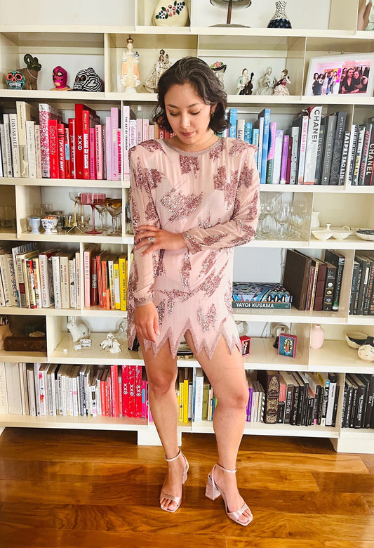 1980s Pink Sequin Sho Max Originals Mini-dress