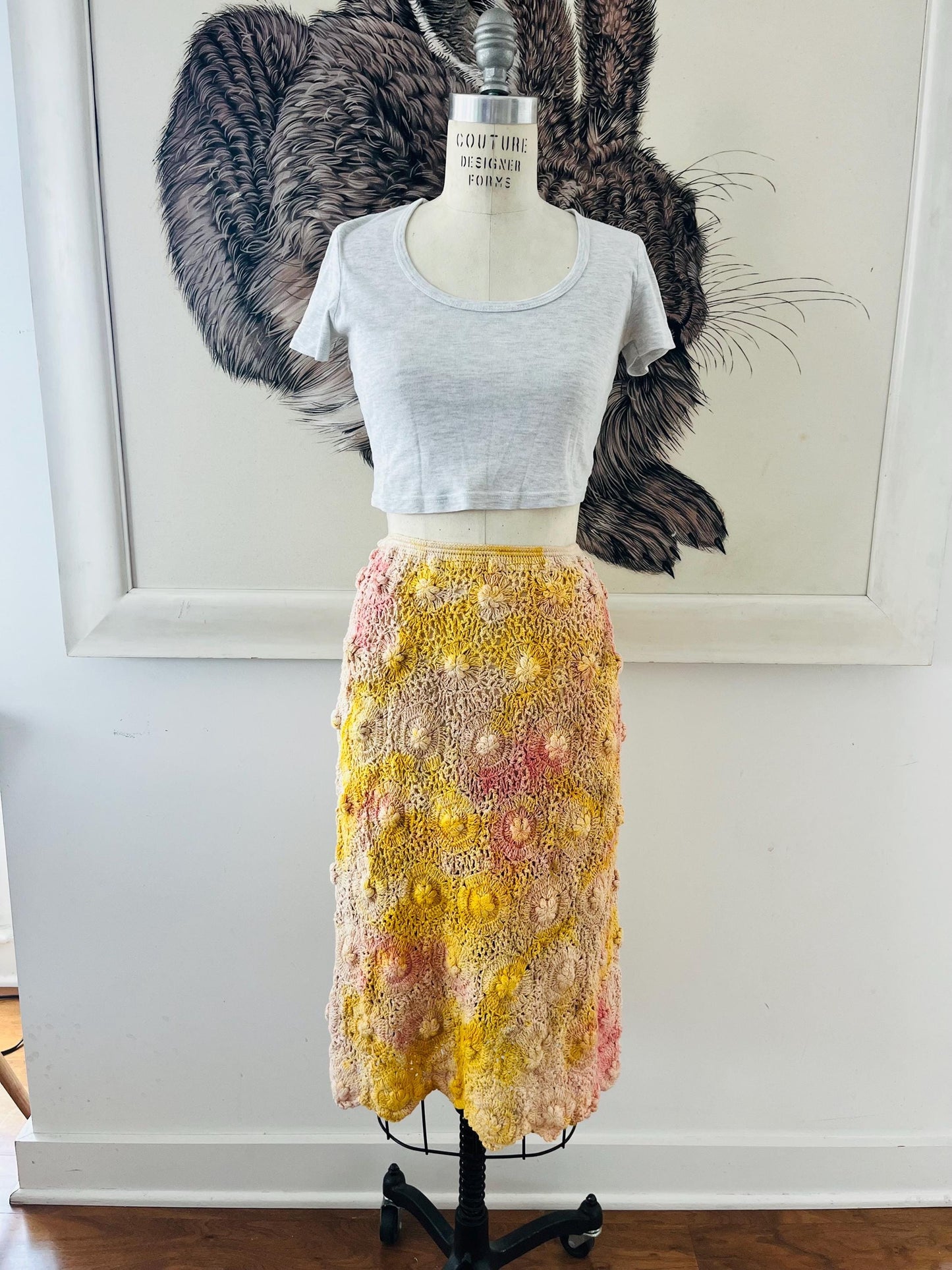 Naturally-dyed Vintage Crochet Skirt