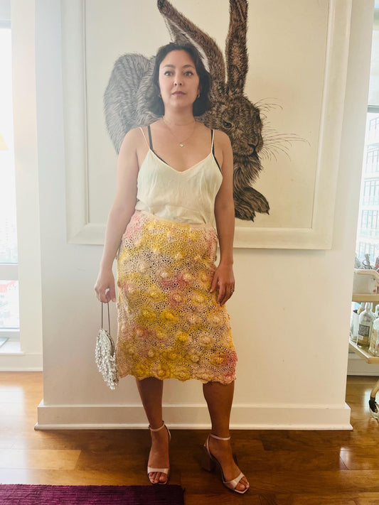 Naturally-dyed Vintage Crochet Skirt