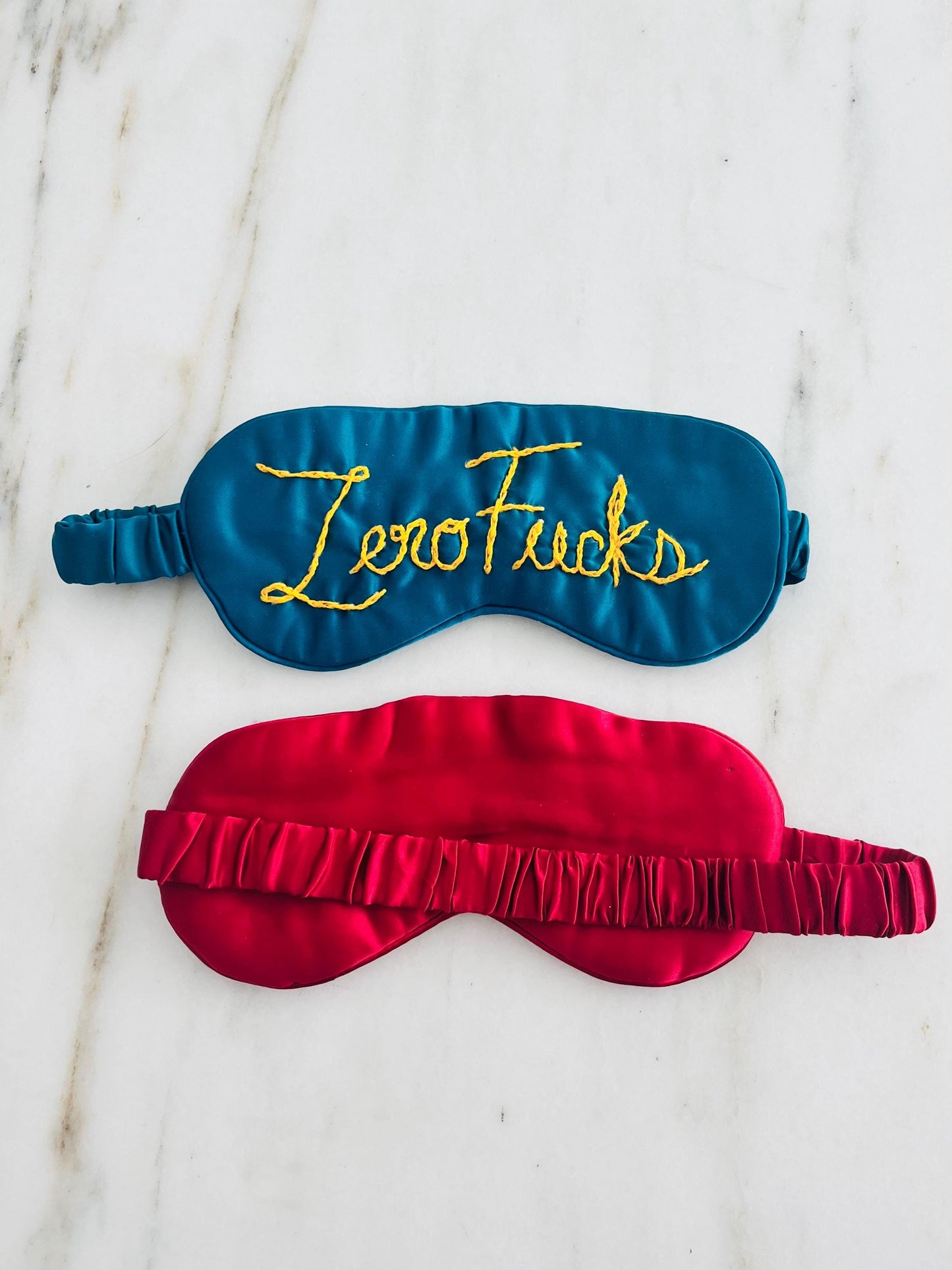 Custom Hand-Embroidered Phrase Eye Masks